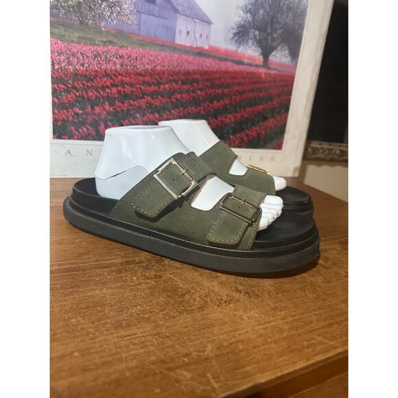 Aloha green Black chunky buckle sandals size 42 Spain Unisex - Picture 2 of 9